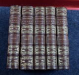 Lot of Five Old Leather Bound 19th Century Volumes of Shakspeare's (Sic) Works