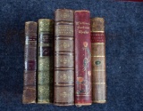 Lot of Five Antique Leather Bound Volumes by Scott, Moore, Whittier & Others