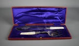 James Deakin & Son Silver Plate & Mother of Pearl Fish Serving Fork & Knife Set in Case