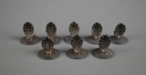 Set of Eight Silver Plate or Pewter Place Card Holders