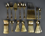 Gilt Electroplated Stainless Steel “Sarah Ane” 56 Piece Gilt Flatware Set, Japan