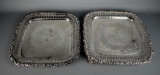 Lot of Two 15.5” Square Silver Plate Trays: Webster Wilcox & Other