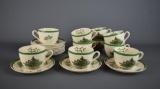 Lot of Ten Spode “Christmas Tree” 2.5” H Tea Cups & Saucers