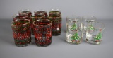 Lot of Eight Vintage Houze “Season's Greeting” Stain Glass Tumblers & Four Other
