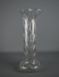 Vintage 15” Fluted Edge  Drapery Art Glass Vase