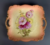 Hand Painted Porcelain Moschendorf Factory, Bavaria Two Handled Platter