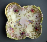 Delicately Hand Painted w/ Moriage 9” W Candy/Nut Dish.....Nippon?