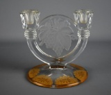 Two Candle 5” H Candleholder w/ Gilt Border