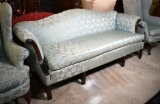 Vintage Blue Quilted Fabric Camelback Sofa (Lots 536-538 Match)