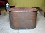Old 21” Oval Lidded Metal Canning Tub w/ Lid