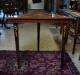 Vintage Triangular Inlaid Marquetry Table (2 of 5)
