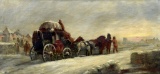 John Charles Maggs (English 1819-1896) Winter Coaching Scene, Oil on Canvas, Signed Lower Left