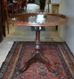 Fine 18th-19th C. Chippendale Carved Mahogany Pie Crust Tea Table