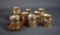 Set Royal Crown (Japan) Hand Painted Porcelain Chocolate Cups w/ Ornate Gilt Metal Frames & Saucers