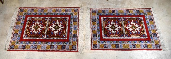 Pair of Matching Pattern Moroccan “Extra Superieure” Handknotted Wool Rugs