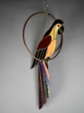 Beautiful Large Stained Glass Parrot with Hanging Support