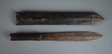 Old Tribal Short Sword or Machete with Hand Sewn Leather Scabbard