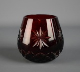 Waterford Ruby Cut Glass Candle Holder