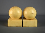 Pair of Vintage Alabaster Book Ends, Hand Carved in Italy