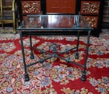 Glass Top Black Metal Side Table (Lots 31 & 32 Match)