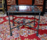 Glass Top Black Metal Side Table (Lots 31 & 32 Match)