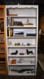 White Painted Seven Shelf Wooden Bookcase, Scalloped Cornice