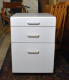 Small 3-Drawer White Rolling Filing Cabinet