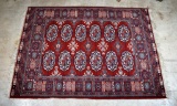 Red, Blue & White Oriental Handknotted Wool Rug
