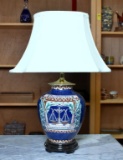 Blue Ceramic Judicial Motif Desk Lamp