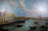 Old Venice Theme Art, Painting on Canvas, Artist Signed, Beautifully Framed
