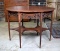 Elegant Antique Tapered Leg Mahogany Center Table, Pierced Apron and Shelf