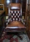 Hancock & Moore Tufted Leather Executive Desk Chair, Antique Brass Nailhead Trim