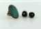 Vintage SW American Silver and Turquoise Ring and Matching Earrings