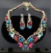 Colorful Costume Statement Demiparure with 20” Necklace and 2” Earrings