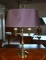Vintage Brass Two Light Table Lamp, Deep Plum/Chocolate Shade