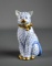Herend Hungary Blue Fishnet Cat w/ Bow 4.5” Figurine