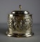 Grape Vine Motif Repousse Silver Plate Lidded Canister