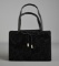 Black Velveteen Evening Handbag w/ Cross Body Strap
