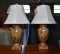 Pair of Lamps with Faux Stone Finish, Nice Contemporary Neutral Shades