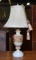 Alabaster Neoclassical Lamp with Nice Contemporary Neutral Shade