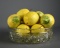 Cut Crystal 10” Bowl with 12 Glazed Ceramic Lemons