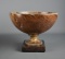 Caramel Colored Marble Pedestal Bowl, 10” Diameter
