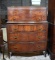 Antique Early 20th C. Walnut & Sweet Gum Chest on Chest, Burl Drawer Fronts, Carved Fretwork