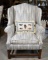 Nice Flame Stitch Wingback Armchair, Seashell Embroidered Pillow