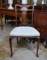 Elegant Antique Carved Mahogany Side or Desk Chair with New Neutral Upholstered Seat