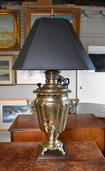 Russian Brass Samovar Style Table Lamp