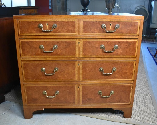 Burled Fruitwood and Satinwood Chest by Baker Furniture