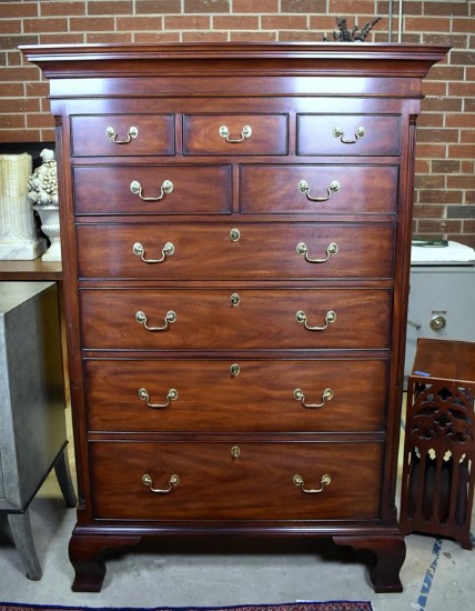 Virginia Galleries by Henkel Harris “New Market” Model 175 Solid Mahogany High Chest