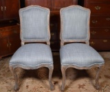 Pair of Contemporary Game Table Chairs w/ Custom Neutral Herringbone Upholstery