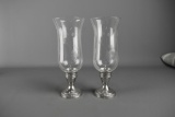 Pair of Duchin Creation Weighted Sterling Silver Crystal Hurricane Shade Candle Holders